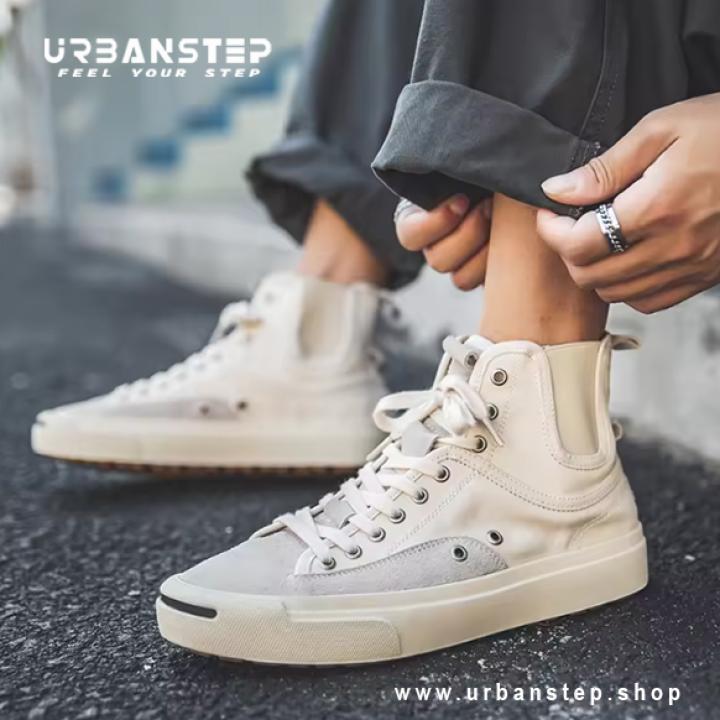 Men’s Breathable Canvas Shoes – Korean-Style Casual White Sneakers