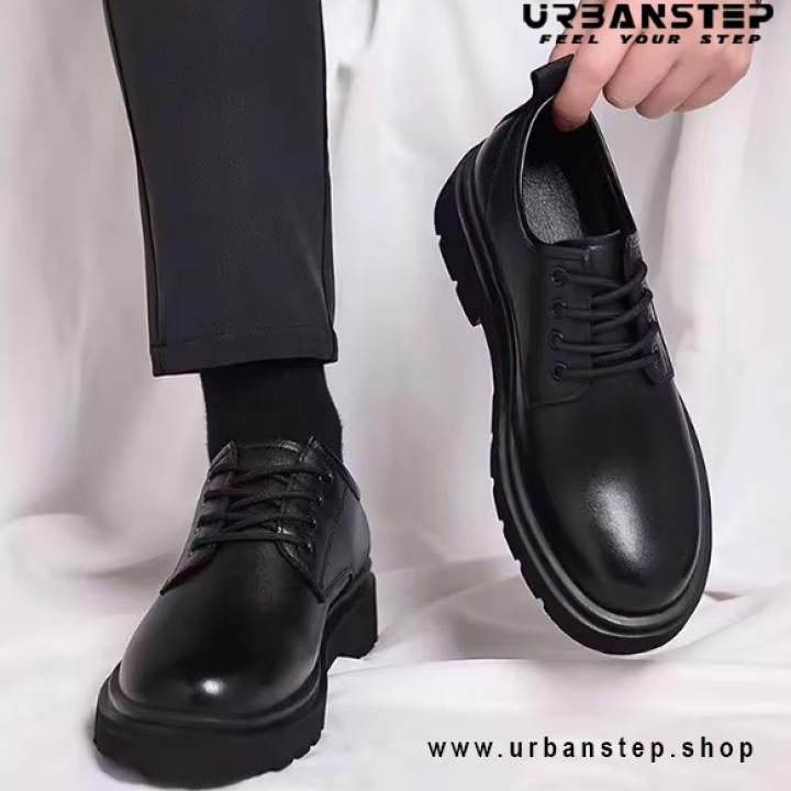 Men’s Black Formal Shoes – Big Head Design with Soft, Anti-Slip Sole